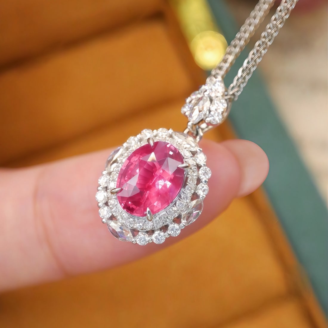 14k Gold 1.99 Ctw Natural Sapphire & Diamond Pendant( Without Chain ) - 2