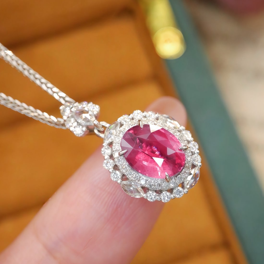 14k Gold 1.99 Ctw Natural Sapphire & Diamond Pendant( Without Chain ) - 3
