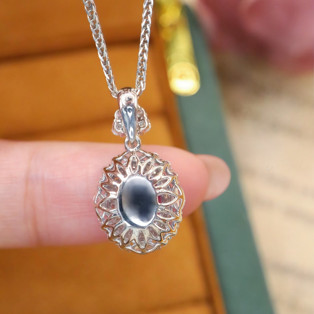 14k Gold 1.99 Ctw Natural Sapphire & Diamond Pendant( Without Chain ) - 4