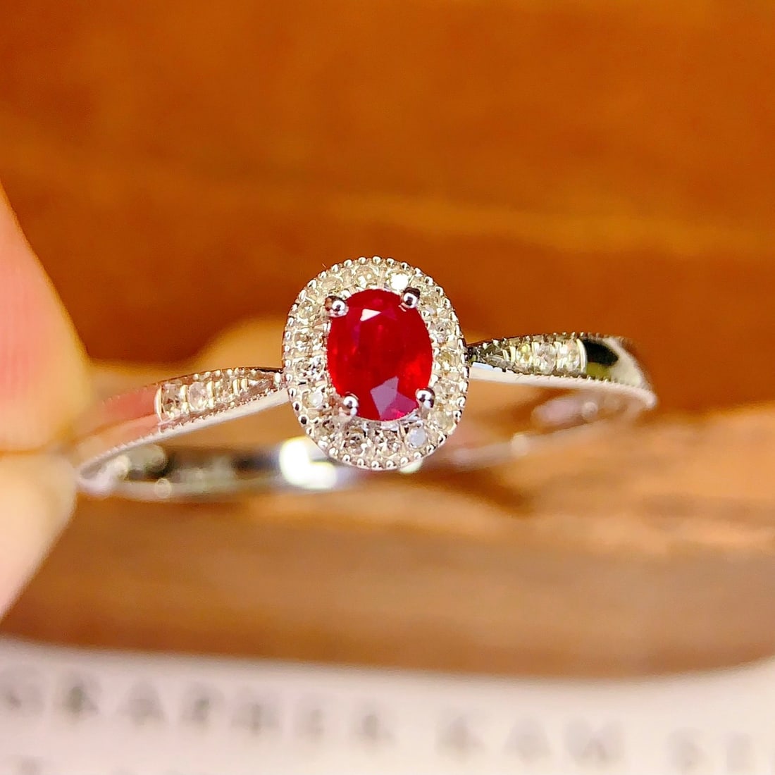 14k Gold 0.4 Ct Vivid Red Natural Ruby & Diamond Ring - 4