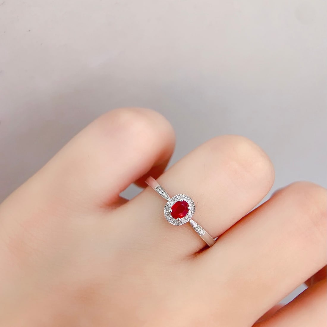 14k Gold 0.4 Ct Vivid Red Natural Ruby & Diamond Ring - 6