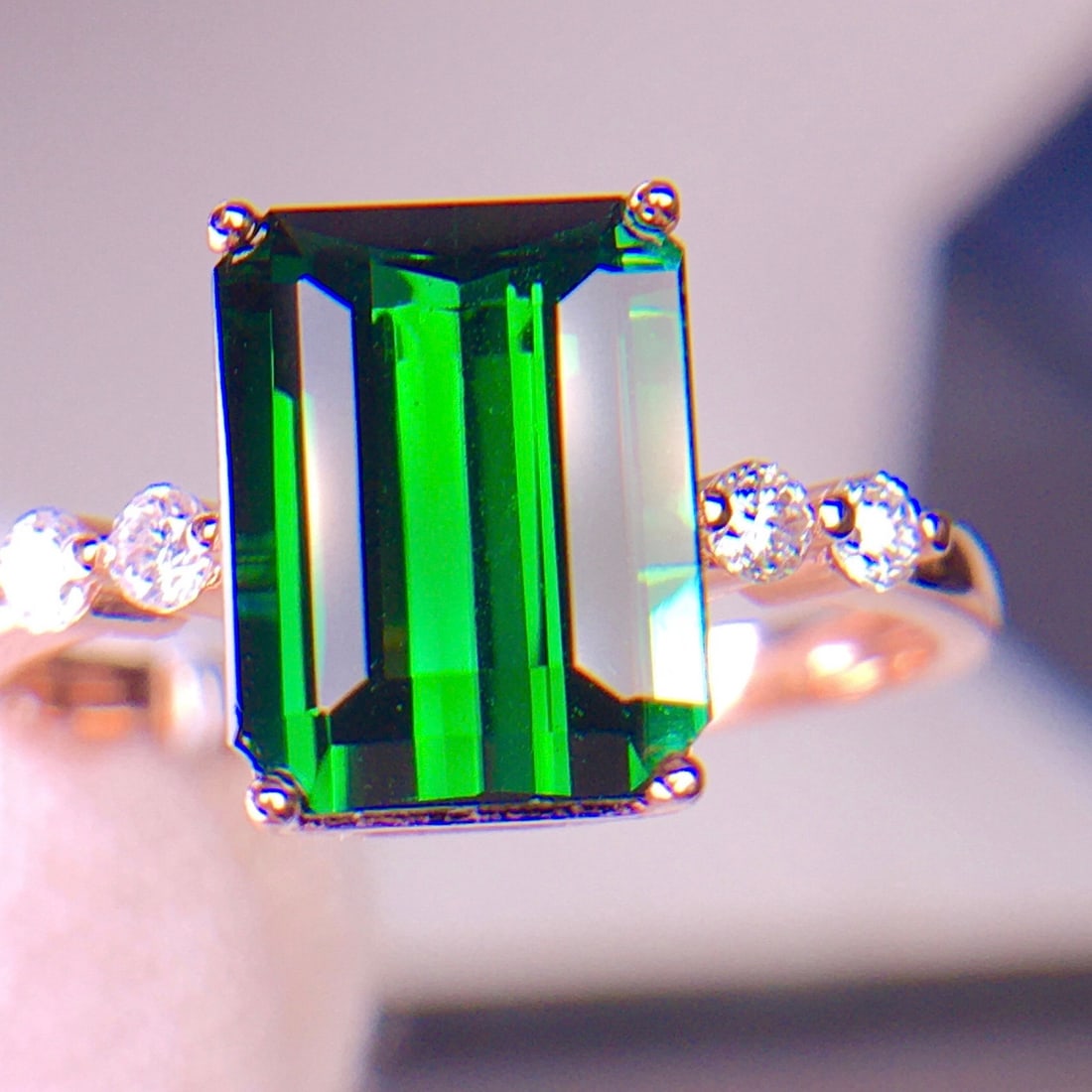 14k Gold 3.02 Ct Natural Tourmaline & Diamond Ring - 2