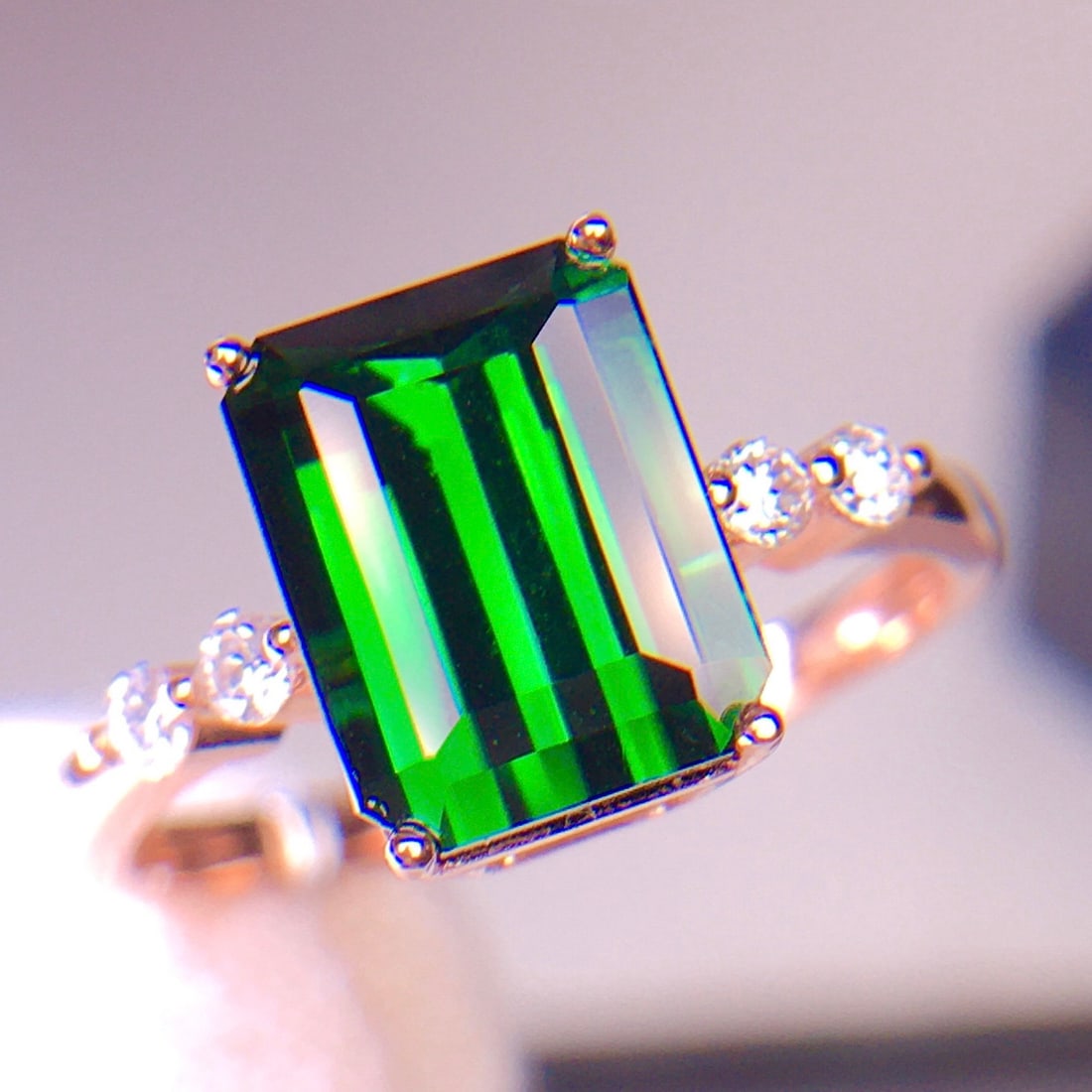 14k Gold 3.02 Ct Natural Tourmaline & Diamond Ring - 4