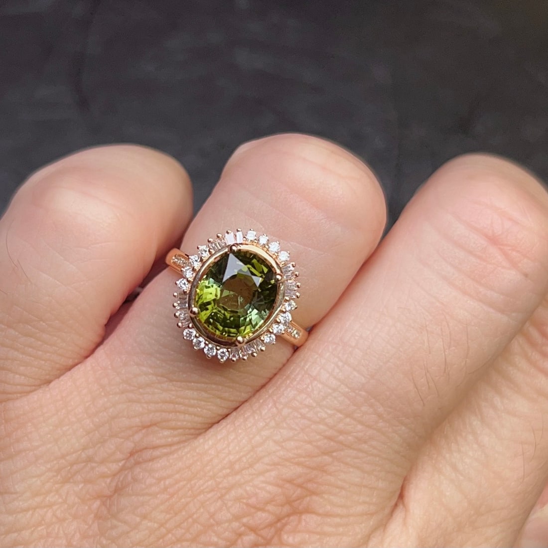 14k Gold 2.96 Ctw Natural Tourmaline & Diamond Ring - 2