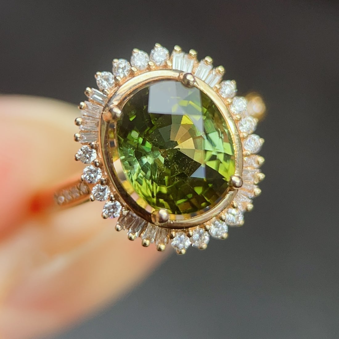 14k Gold 2.96 Ctw Natural Tourmaline & Diamond Ring - 3