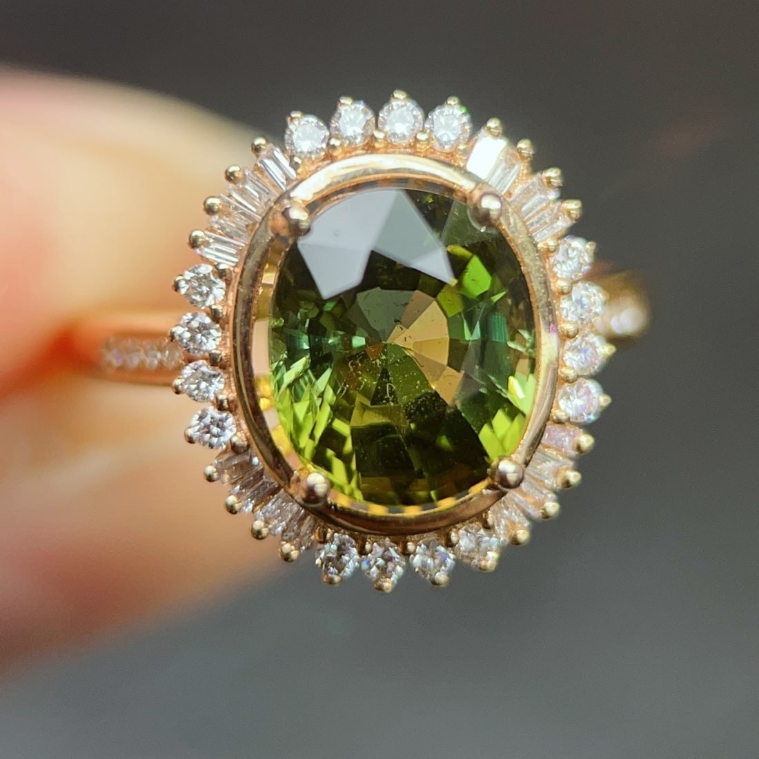 14k Gold 2.96 Ctw Natural Tourmaline & Diamond Ring - 4
