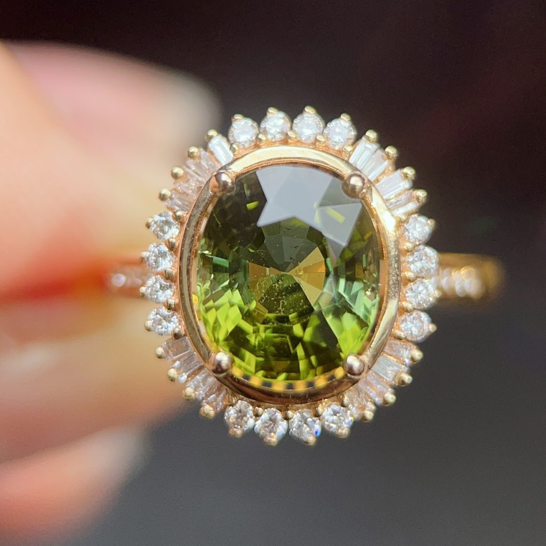 14k Gold 2.96 Ctw Natural Tourmaline & Diamond Ring - 6