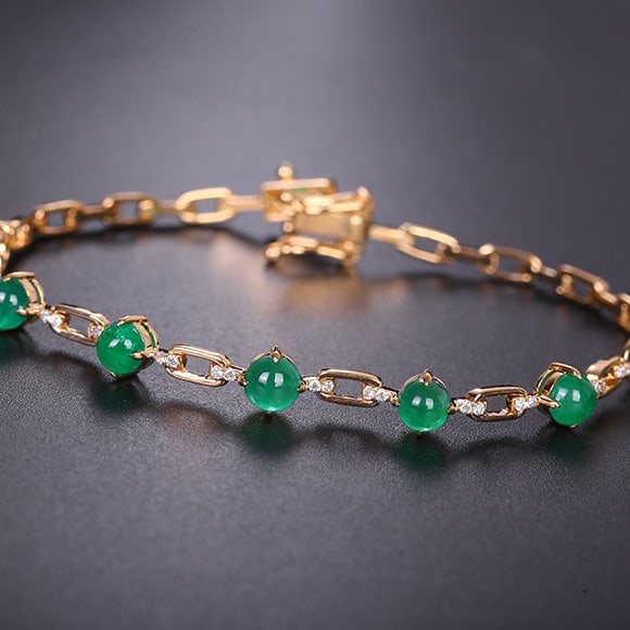 14k Gold 3.35 Ctw Natural Emerald & Diamond Bracelet - 3