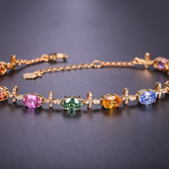 14k Gold 5.83 Ctw Natural Sapphire & Diamond Bracelet (1 of 8)