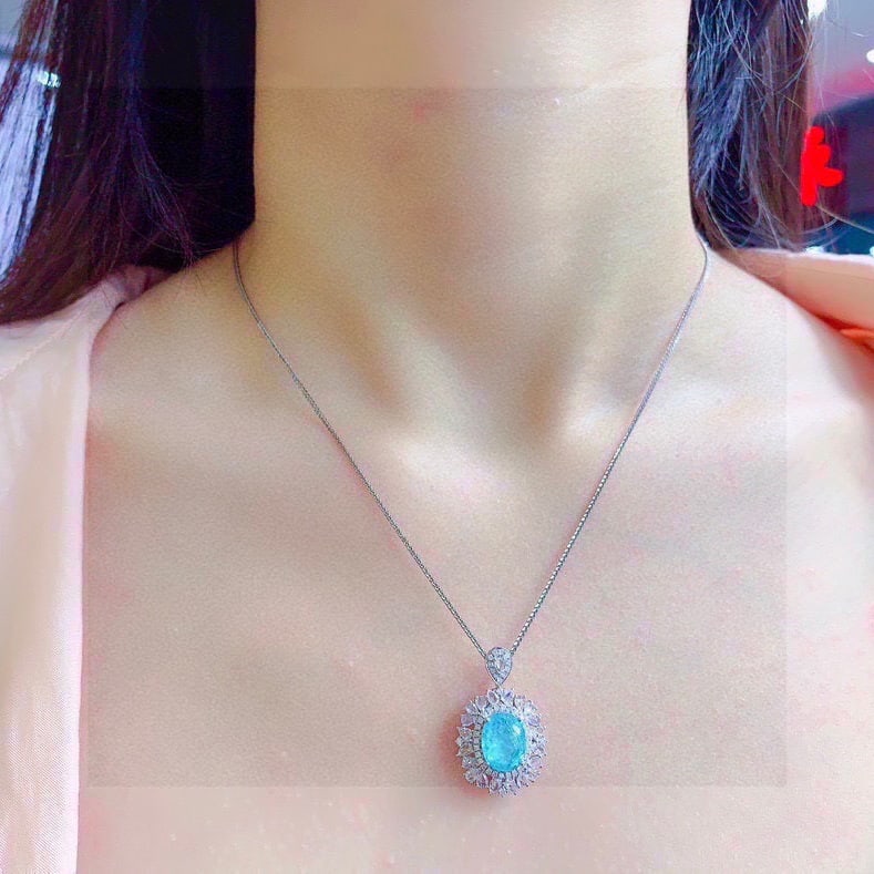 14k Gold 2.83 Ct Natural Paraiba Tourmaline & Diamond Ring/pendant( Without Chain ) - 8