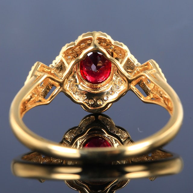 14k Gold 0.62 Ctw Natural Ruby & Diamond Ring - 4