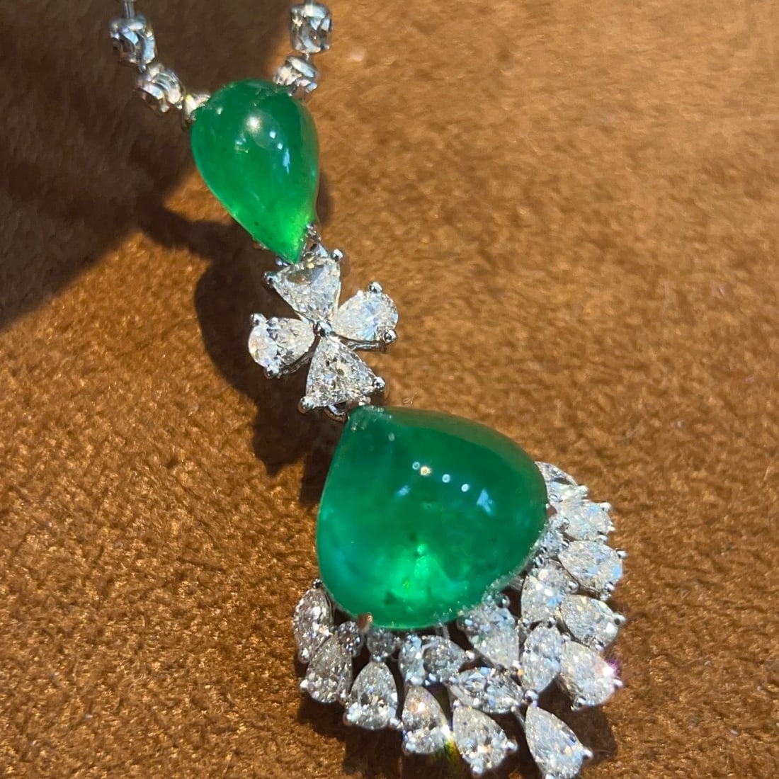 14k Gold 3.72 Ctw Natural Emerald & Diamond Pendant( Without Chain ) - 3