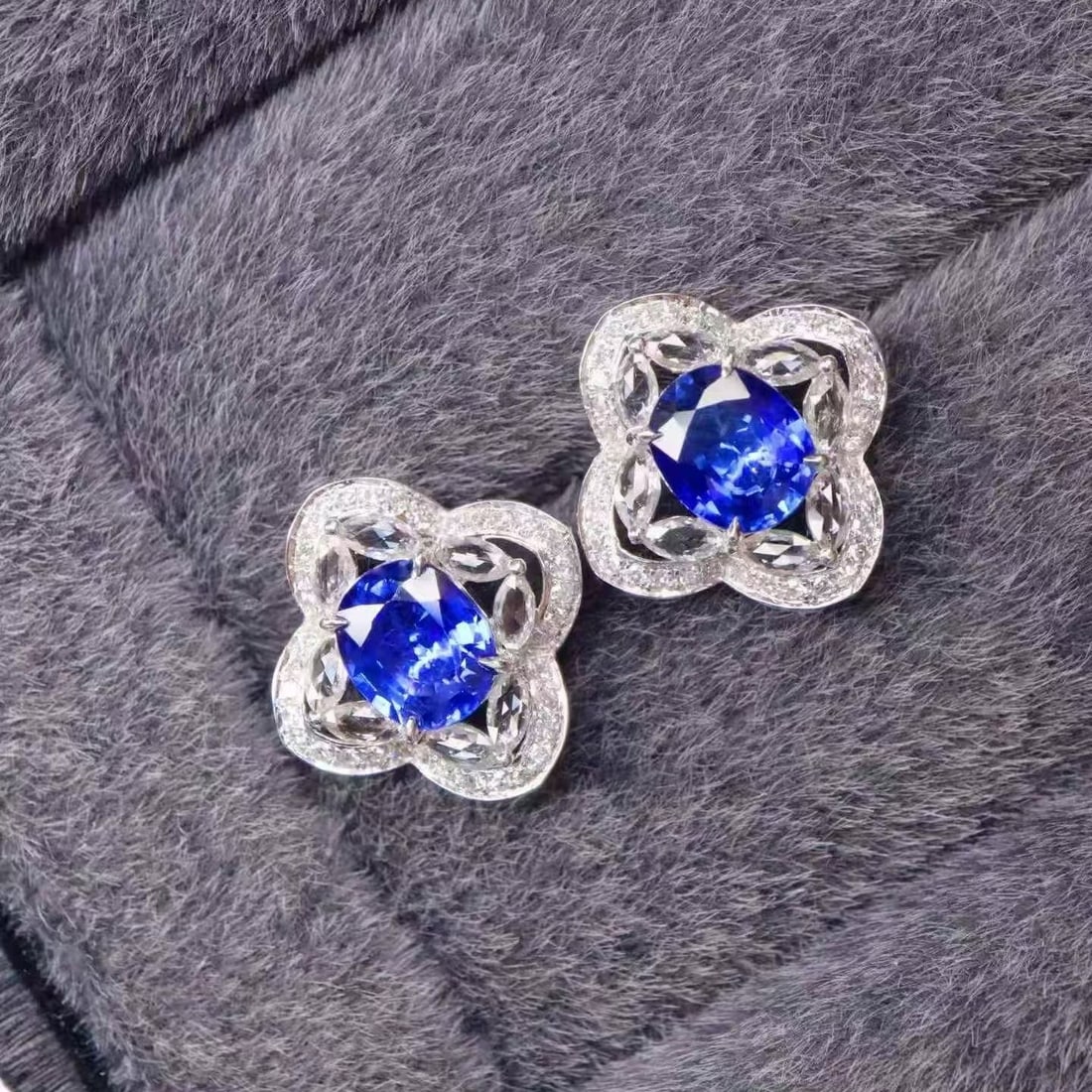 14k Gold 1.71 Ctw Natural Sapphire & Diamond Earrings - 3
