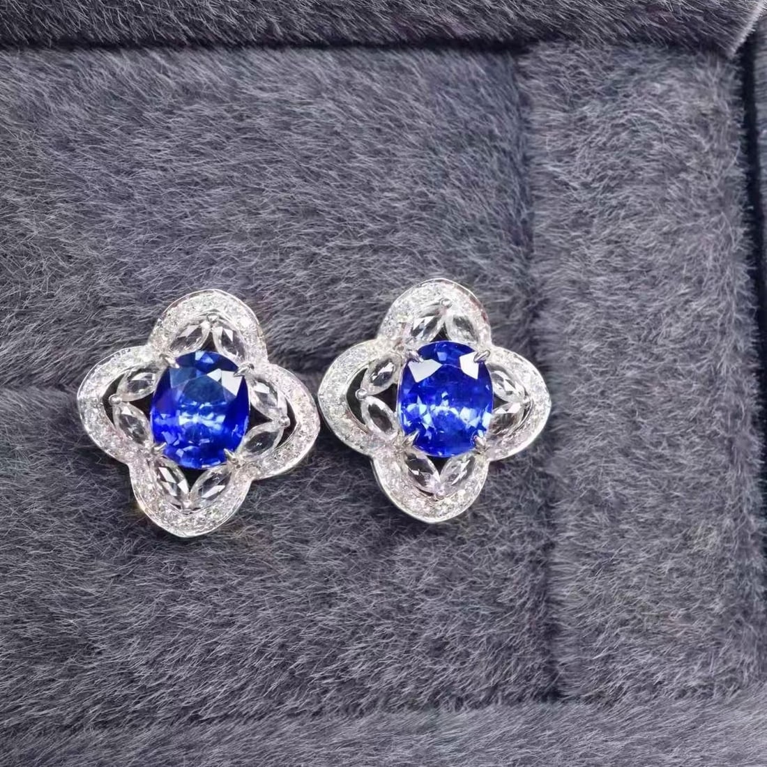 14k Gold 1.71 Ctw Natural Sapphire & Diamond Earrings - 6
