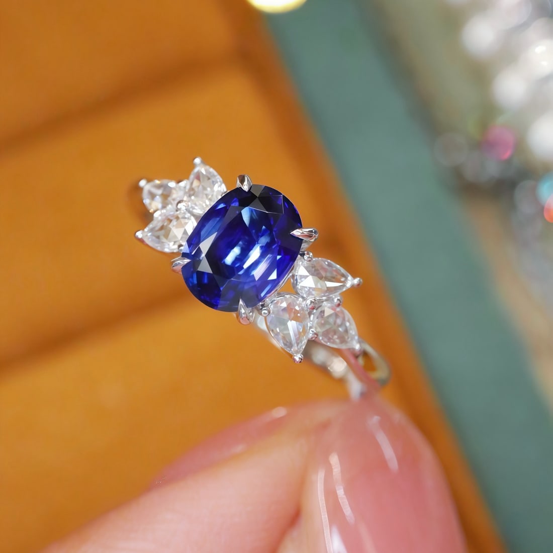 14k Gold 1.35 Ctw Natural Sapphire & Diamond Ring - 2
