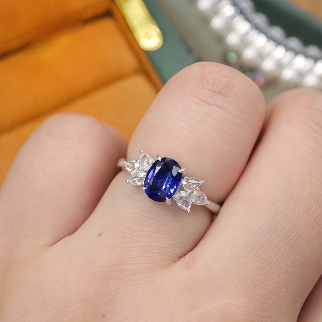 14k Gold 1.35 Ctw Natural Sapphire & Diamond Ring - 5
