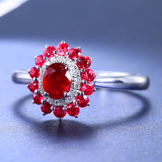 14k Gold 0.82 Ctw Natural Ruby & Ruby Ring - 2