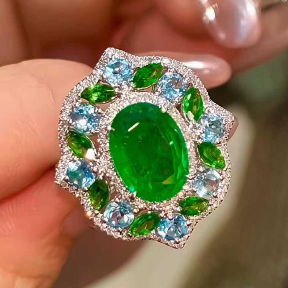 14k Gold 2.9 Ct Natural Emerald & Diamond Ring - 5