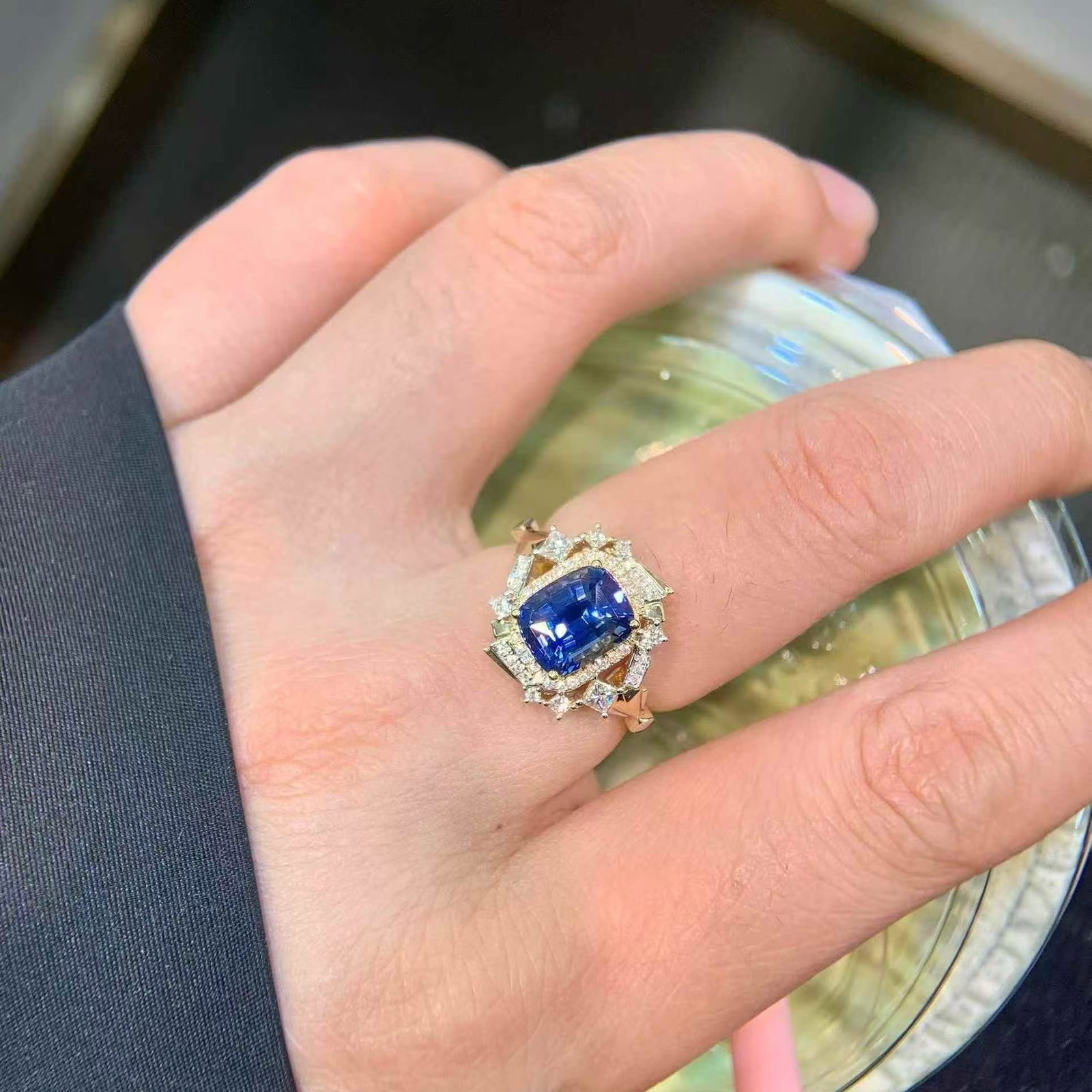 14k Gold 2.85 Ctw Natural Sapphire & Diamond Ring - 5