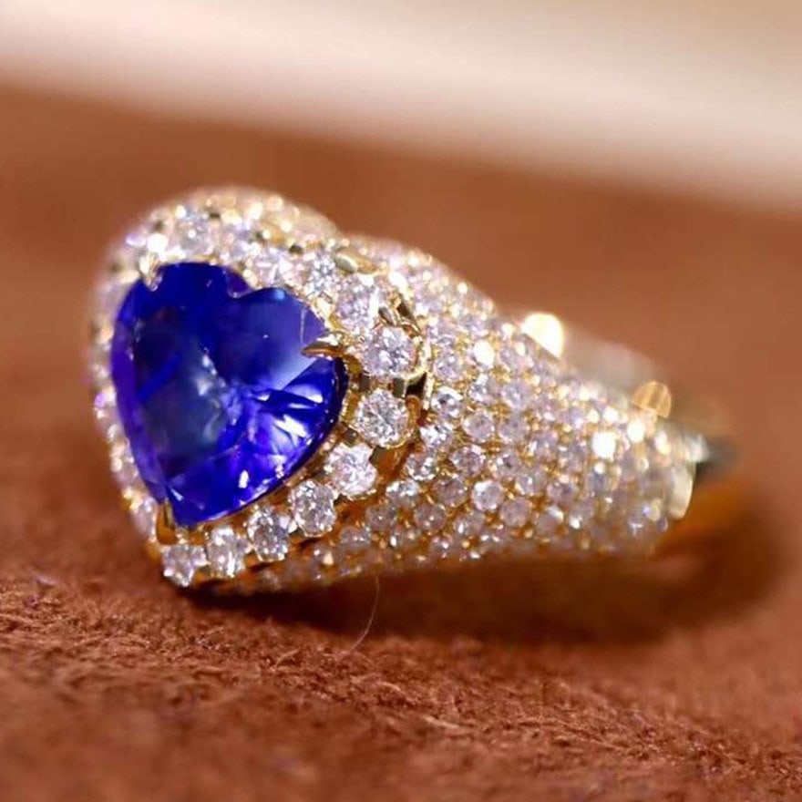 14k Gold 2.38 Ctw Natural Sapphire & Diamond Ring - 3