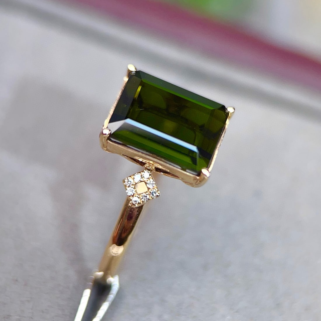 14k Gold 4.20 Ctw Natural Tourmaline & Diamond Ring - 2