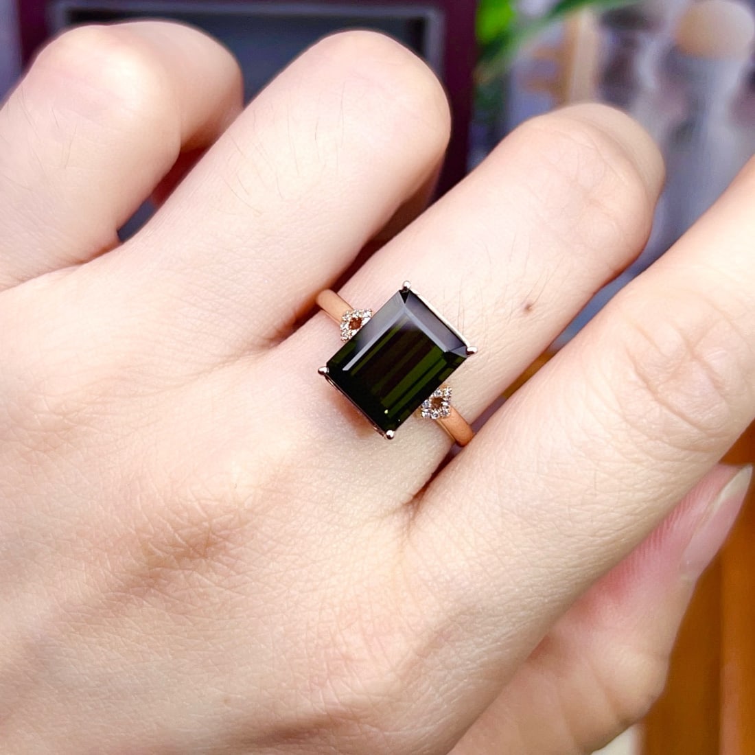 14k Gold 4.20 Ctw Natural Tourmaline & Diamond Ring - 4