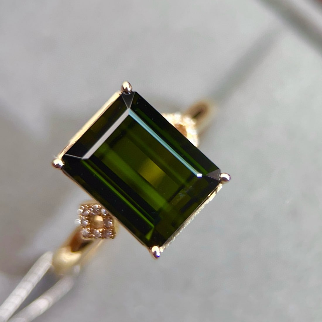 14k Gold 4.20 Ctw Natural Tourmaline & Diamond Ring - 5