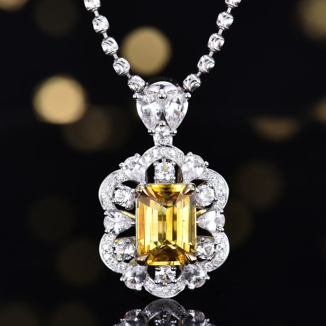 14k Gold 2.09 Ctw Natural Sapphire & Diamond Pendant( Without Chain ): Ref:231153072 // gold content:14k gold // main gemstone:sapphire // shape:octagonal // carat weight:2. 02ct // color:yellow // treatment:natural // // adjacent gemstone 2 : diamond // number of