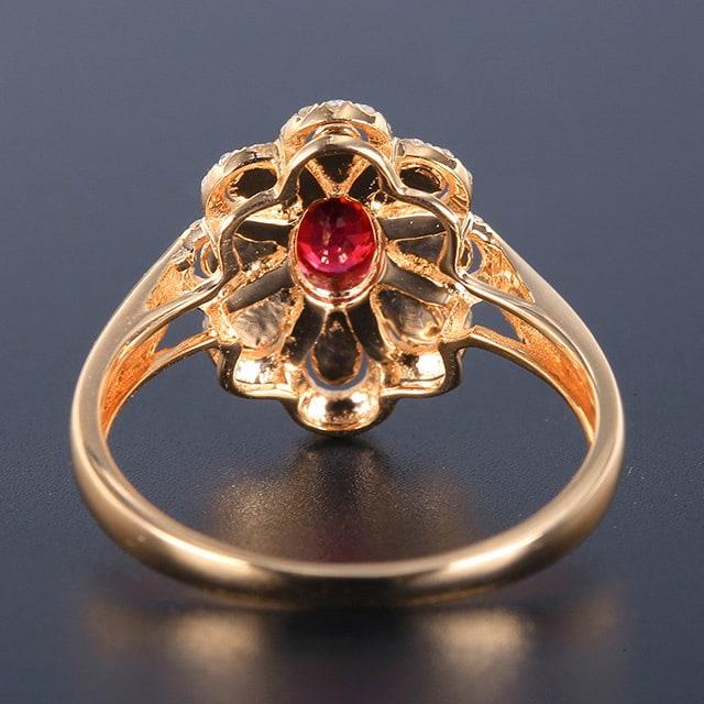 14k Gold 0.77 Ctw Natural Ruby & Diamond Ring - 3