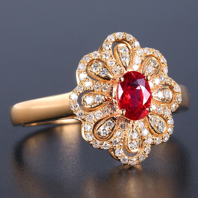 14k Gold 0.77 Ctw Natural Ruby & Diamond Ring - 4