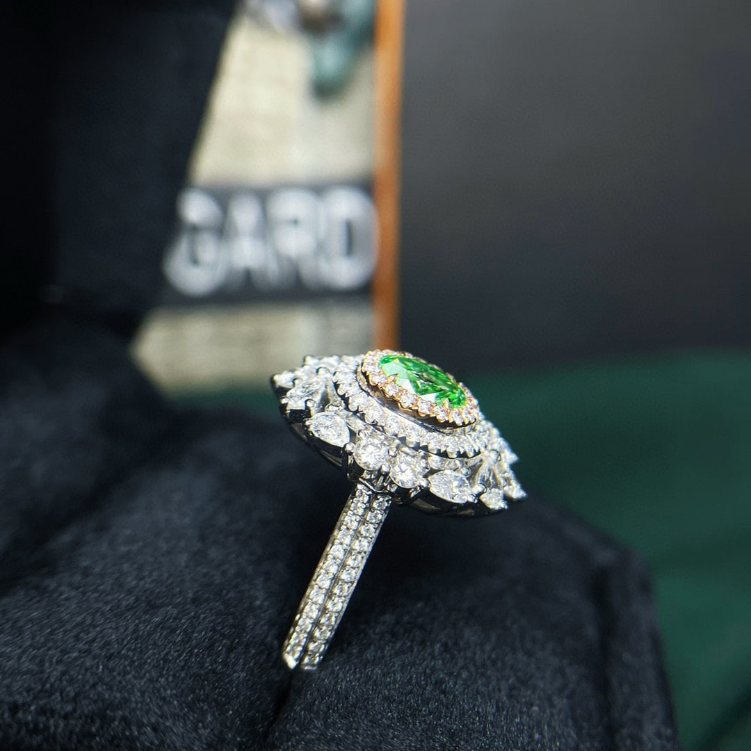 14k Gold 1.93 Ctw Natural Green Diamond & Diamond Ring/pendant( Without Chain ) - 2