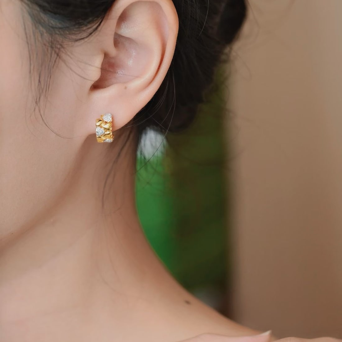14k Gold 0.36 Ct Natural H Diamond Earrings - 6