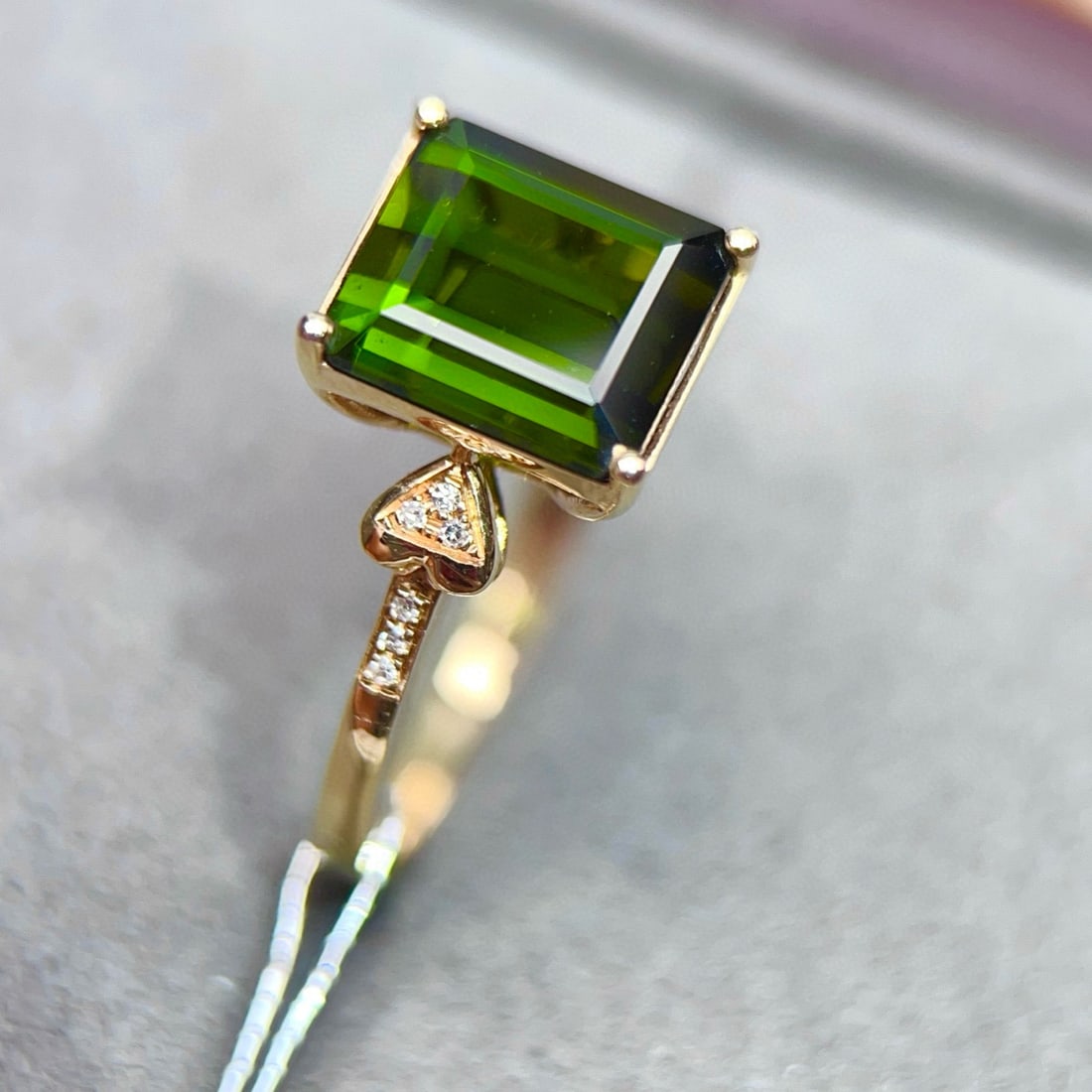 14k Gold 3.43 Ctw Natural Tourmaline & Diamond Ring - 5