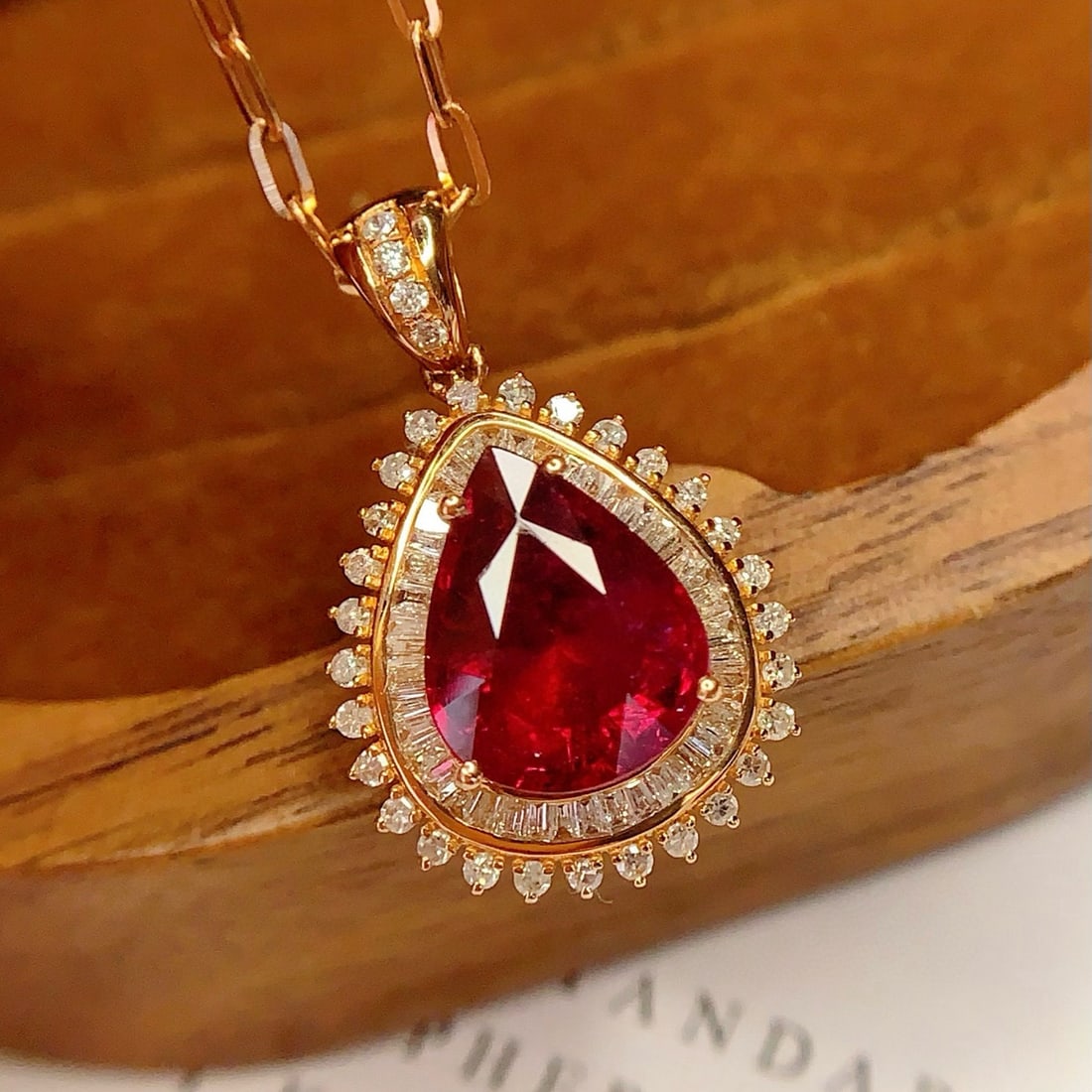 14k Gold 3.3 Ct Natural Tourmaline & Diamond Pendant( Without Chain ) - 3