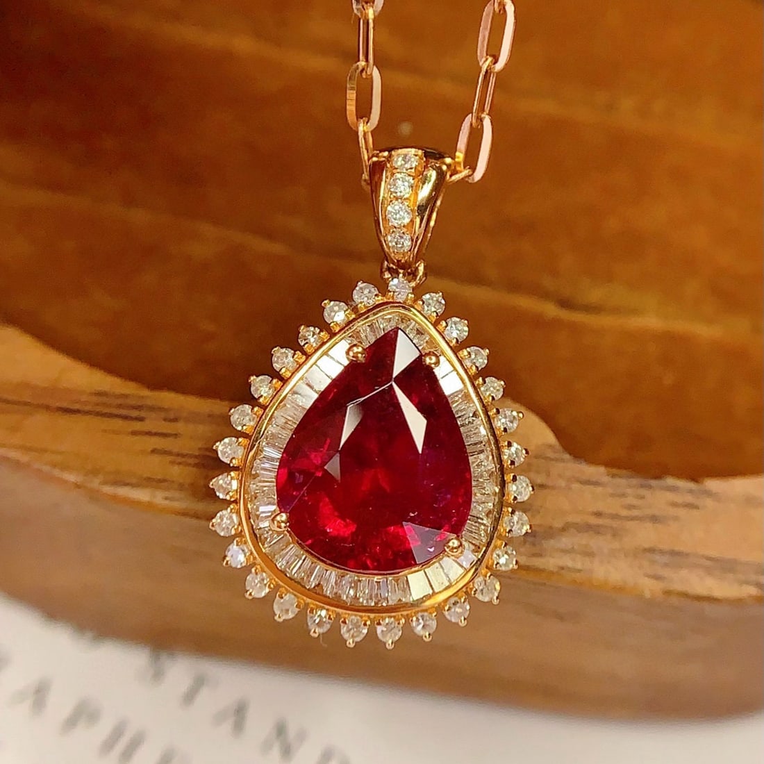 14k Gold 3.3 Ct Natural Tourmaline & Diamond Pendant( Without Chain ) - 4
