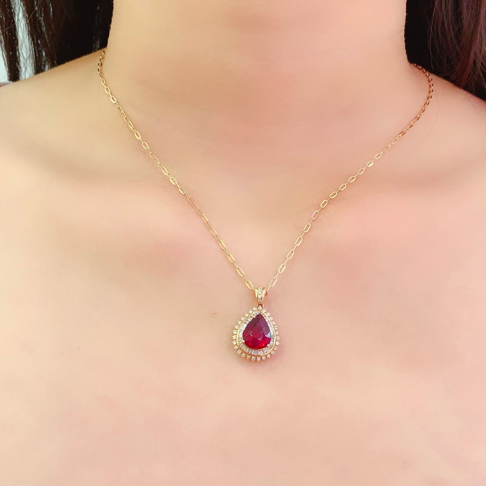 14k Gold 3.3 Ct Natural Tourmaline & Diamond Pendant( Without Chain ) - 5