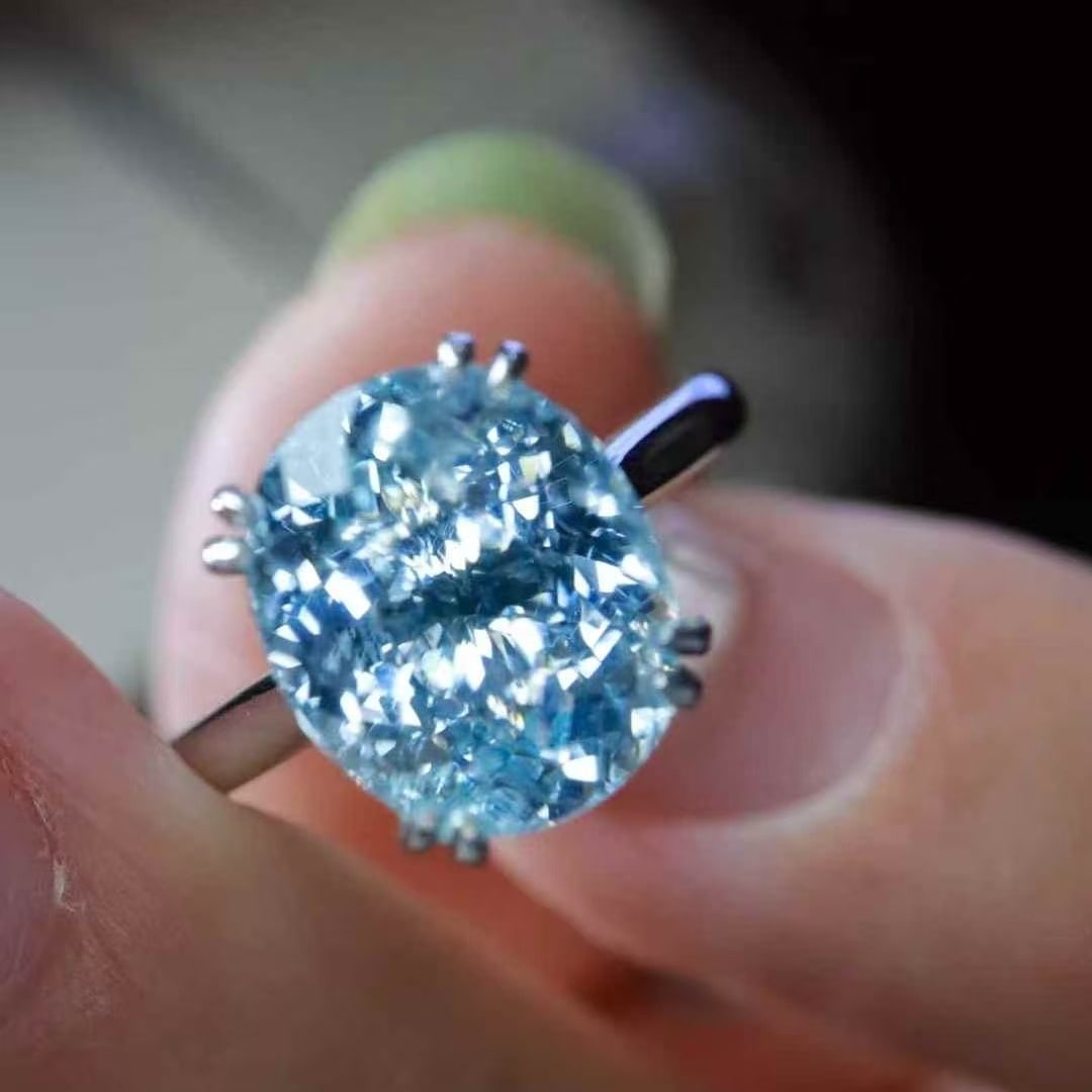 14k Gold 3 Ct Natural Aquamarine Ring - 4