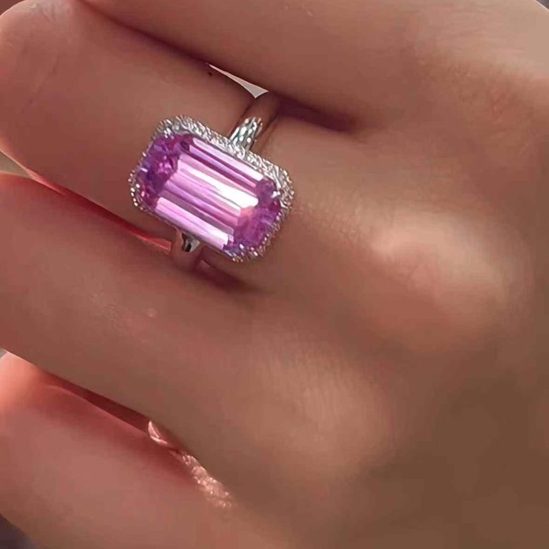 14k Gold 10.5 Ct Natural Kunzite & Diamond Ring - 4