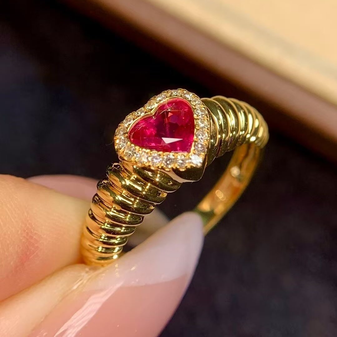 14k Gold 0.83 Ct Natural Ruby & Diamond Ring - 2