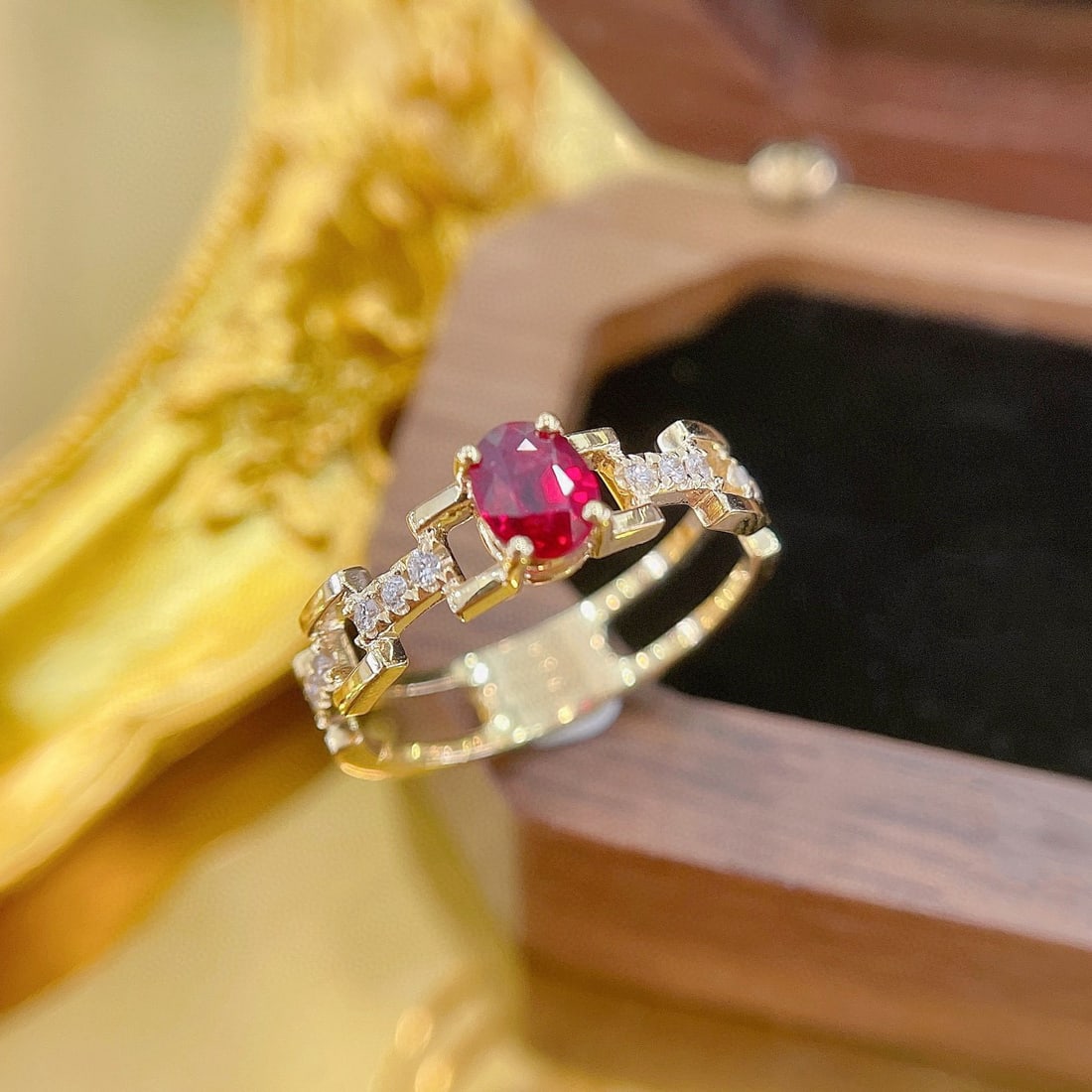 14k Gold 0.48 Ctw Natural Ruby & Diamond Ring - 4