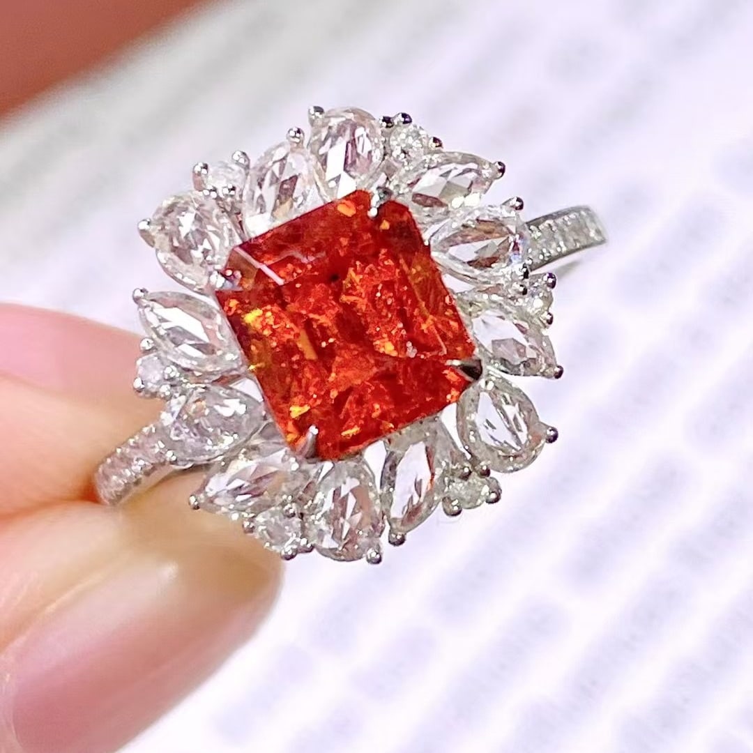 14k Gold 2.8 Ct Natural Spessartine & Diamond Ring - 2