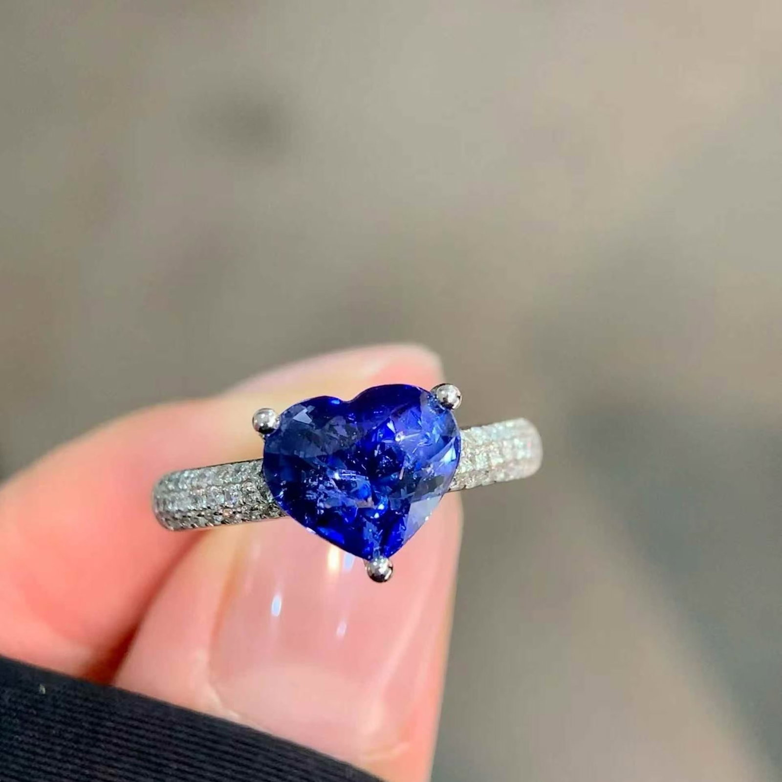 14k Gold 3.61 Ctw Natural Sapphire & Diamond Ring - 2
