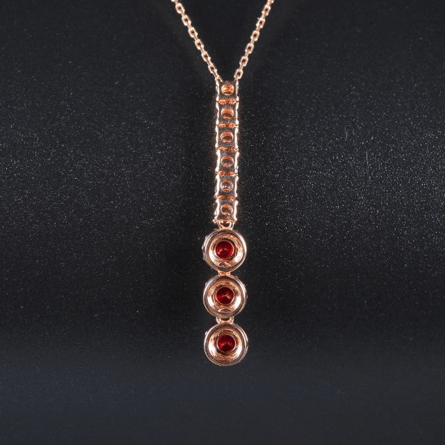 14k Gold 0.31 Ctw Natural Ruby & Diamond Necklace - 4