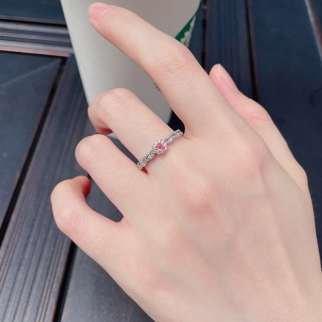 14k Gold 0.14 Ctw Natural Pink Diamond & Diamond Ring - 2