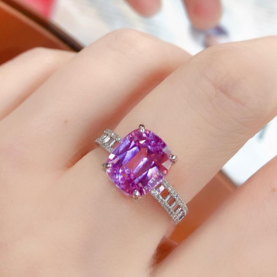 14k Gold 5.2 Ct Natural Kunzite & Diamond Ring - 4