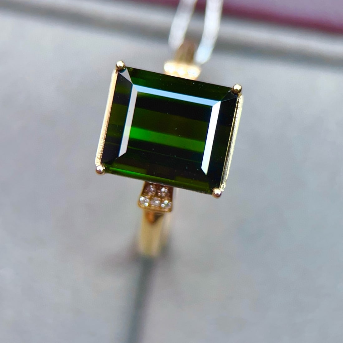 14k Gold 4.53 Ctw Natural Tourmaline & Diamond Ring - 2