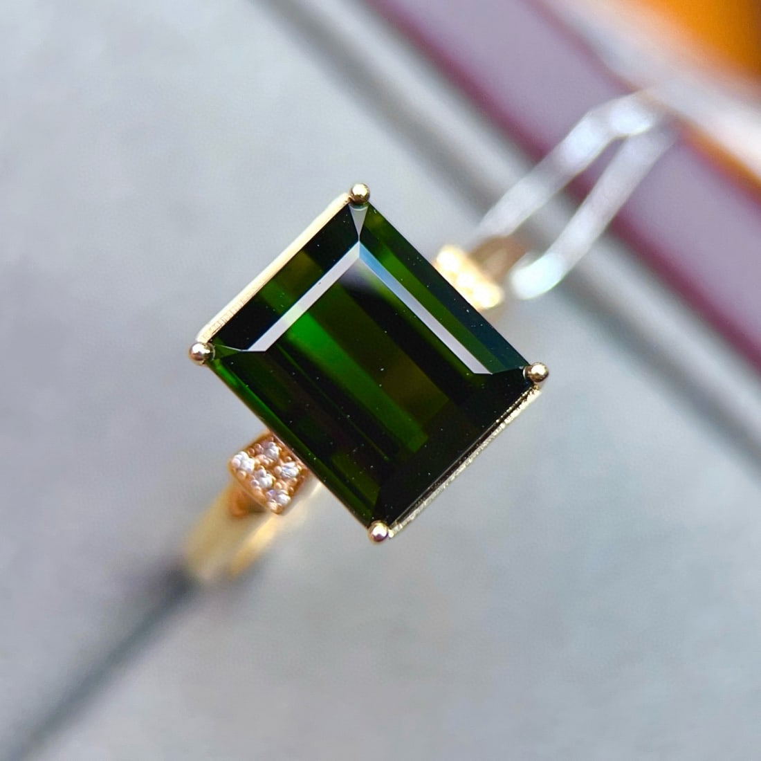 14k Gold 4.53 Ctw Natural Tourmaline & Diamond Ring - 4