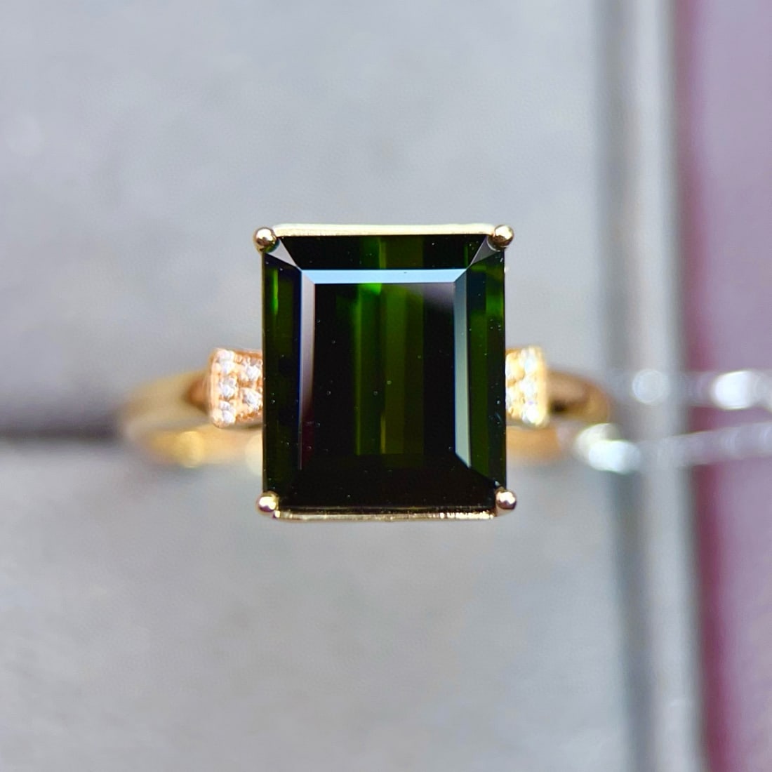 14k Gold 4.53 Ctw Natural Tourmaline & Diamond Ring - 5