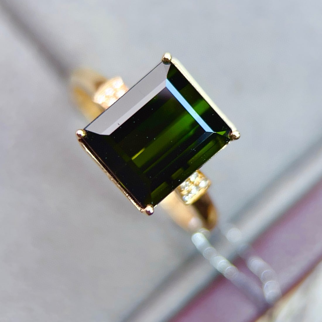 14k Gold 4.53 Ctw Natural Tourmaline & Diamond Ring - 6