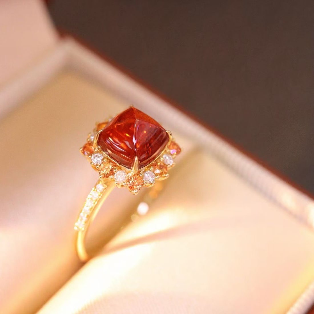 14k Gold 3.2 Ct Natural Spessartine & Diamond Ring - 2